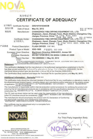 Trung Quốc Changzhou Yibu Drying Equipment Co., Ltd Chứng chỉ